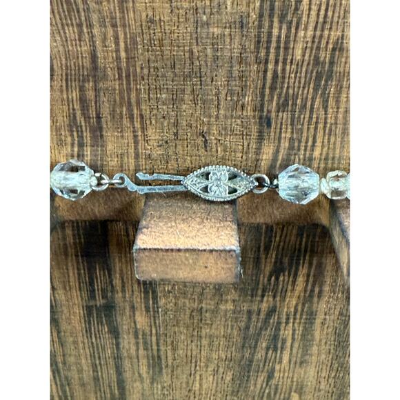 Vintage Clear Glass Graduated Bead Necklace – 16” with Sterling Clasp - Picture 3 of 8